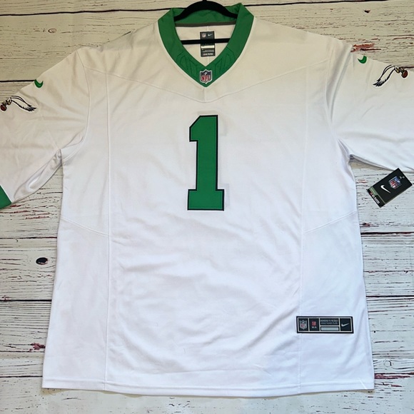 Jalen Hurts•Eagles (Sz-5XL) #1•white & Kelly Green•Stitched not pressed - Picture 2 of 8